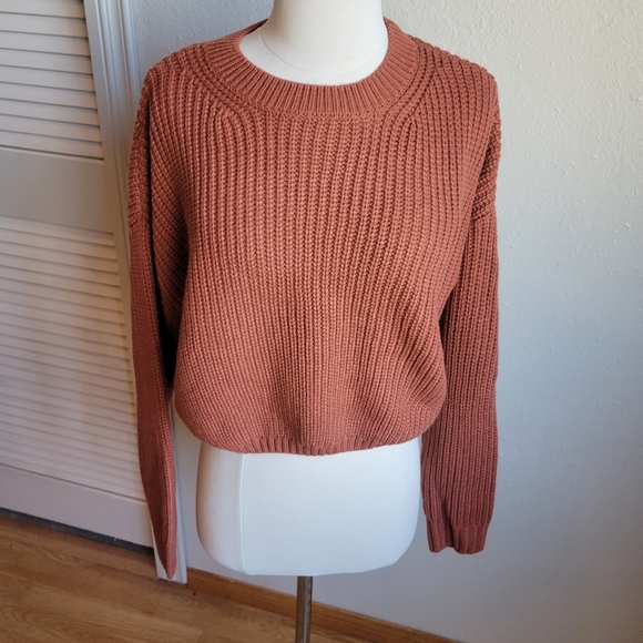 Elodie Sweaters - Elodie Rust Knit Cropped Sweater